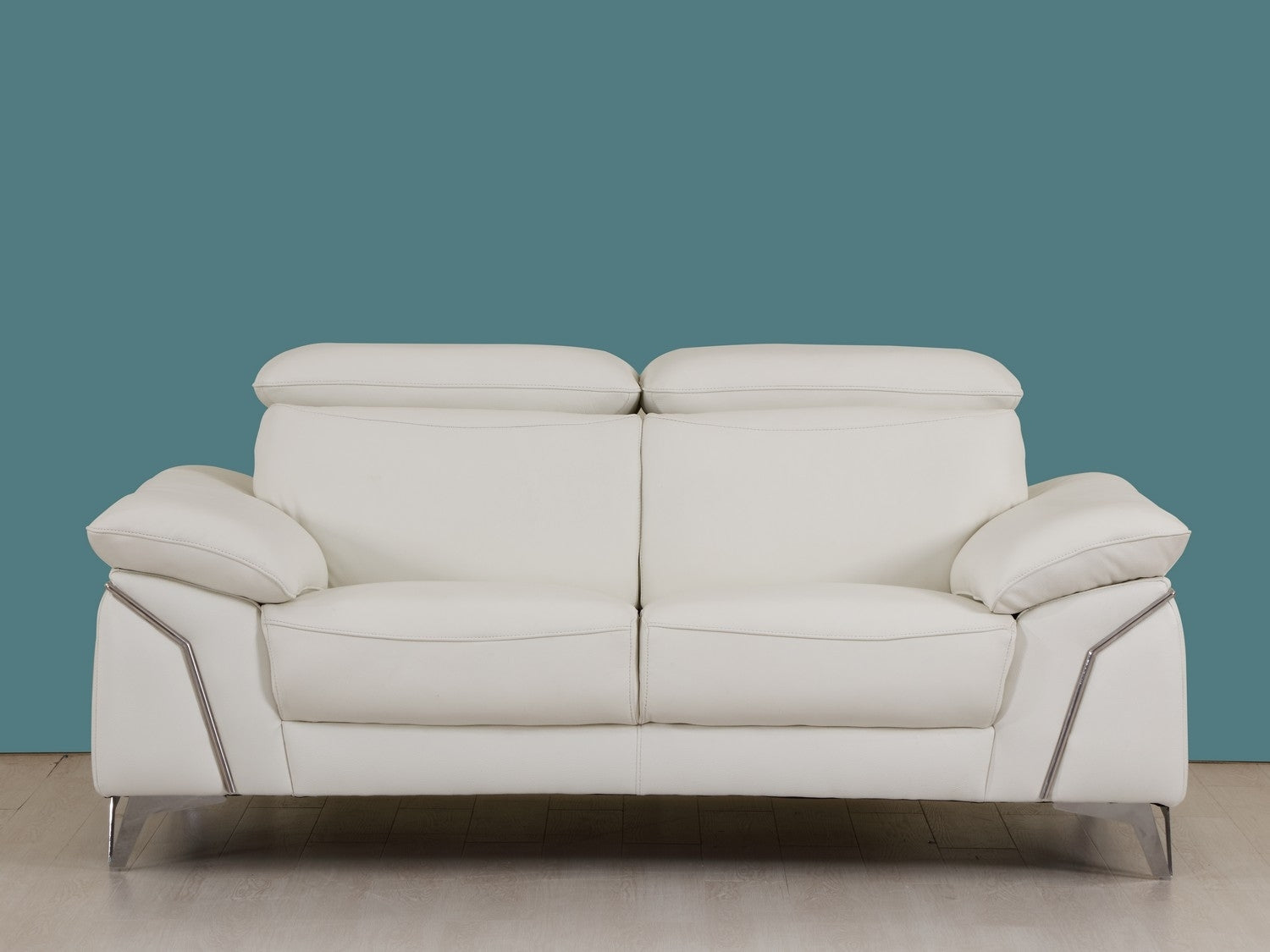 Three Piece Indoor White Italian Leather Six Person Seating Set