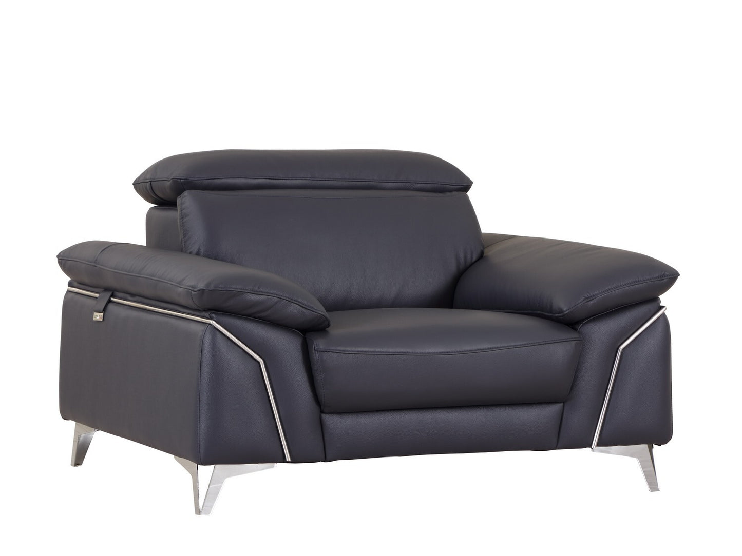 31" Navy Blue Genuine Italian Leather Chair