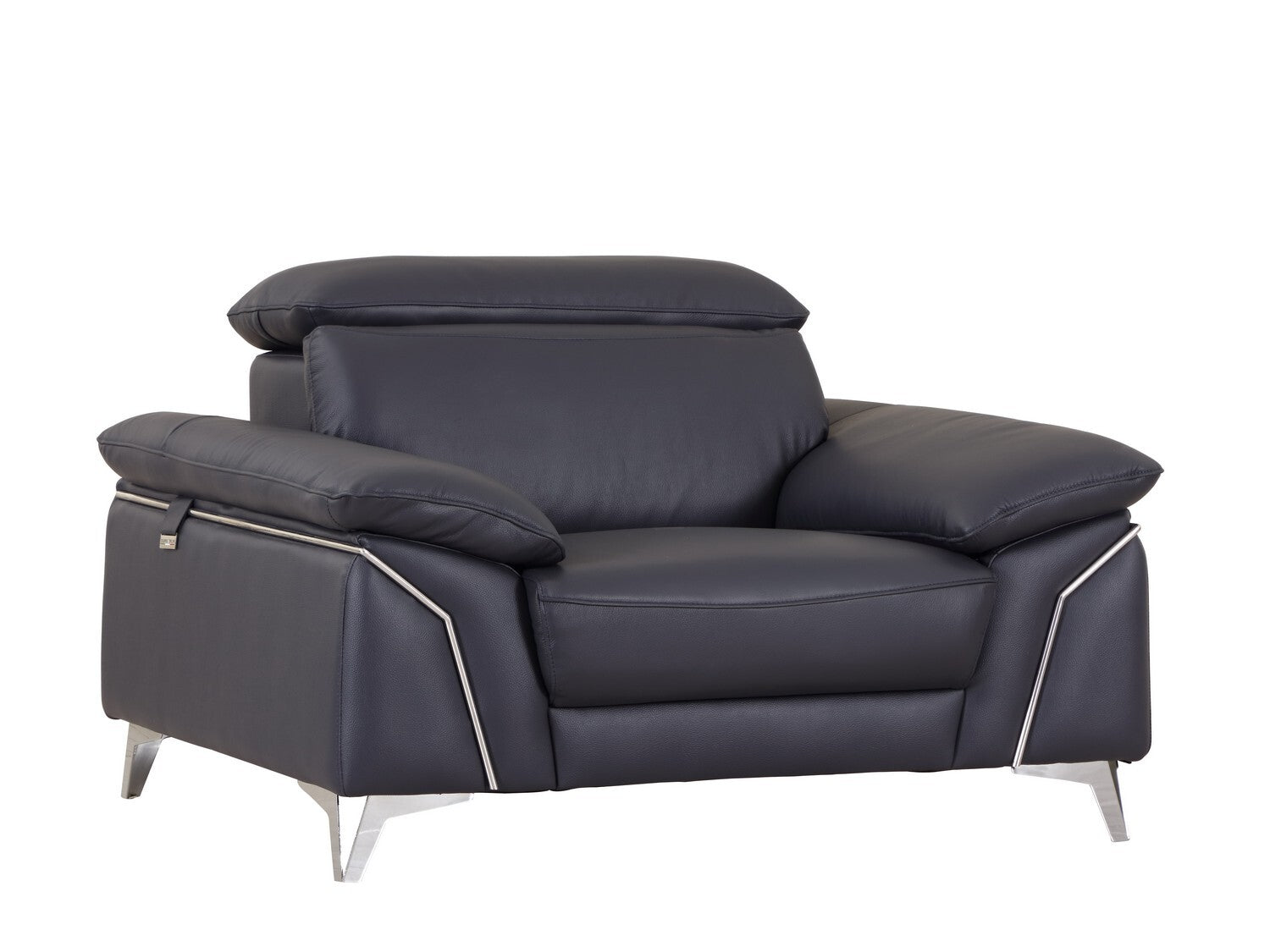 31" Navy Blue Genuine Italian Leather Chair