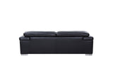 Three Piece Indoor Black Italian Leather Six Person Seating Set