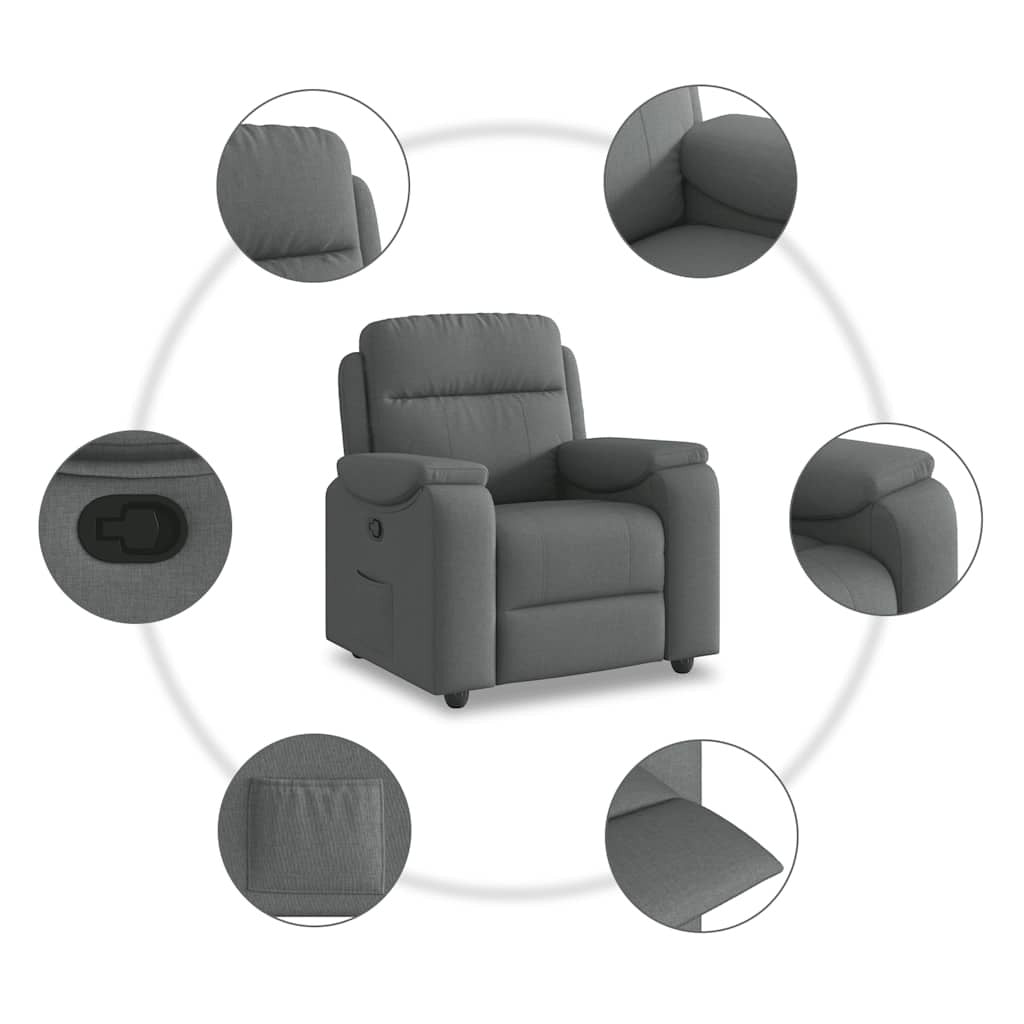 Recliner Chair Dark Grey Fabric