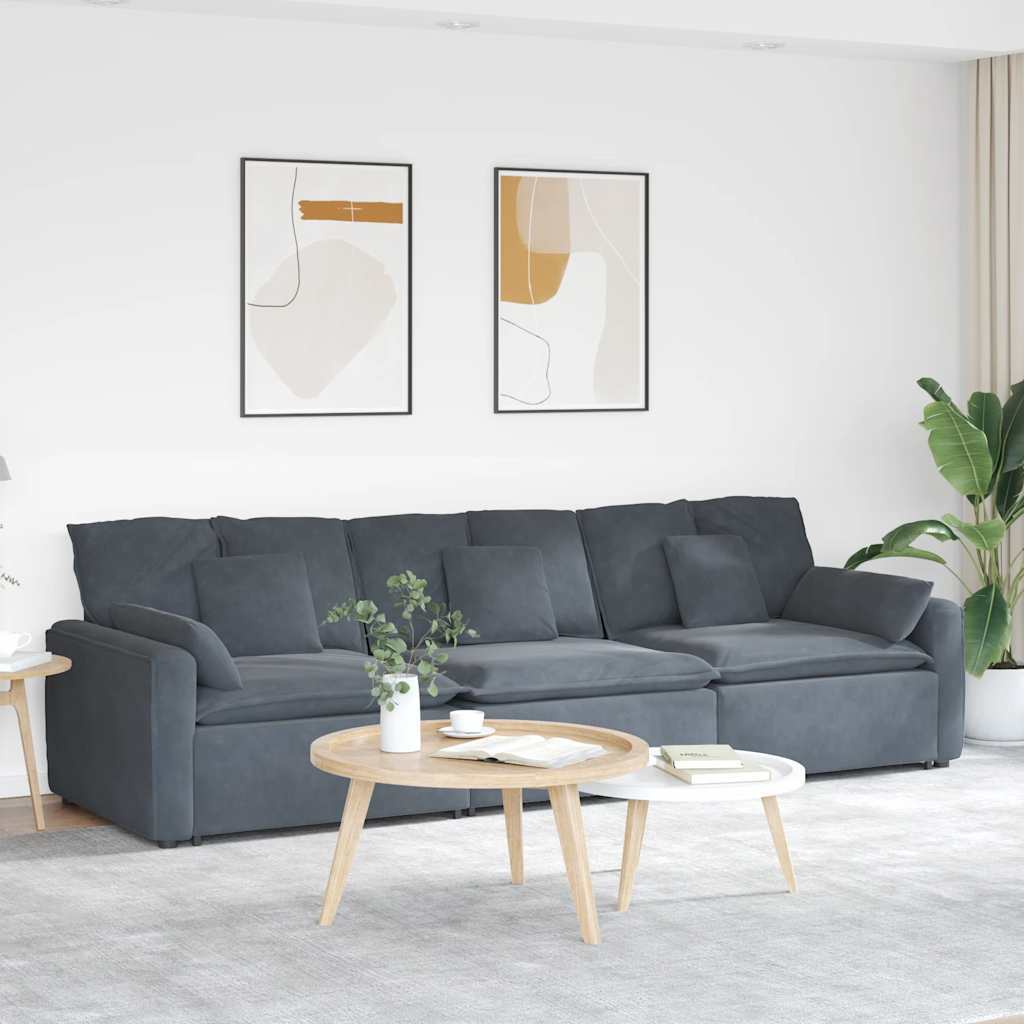 Modular Sofa with Cushions Dark Gray