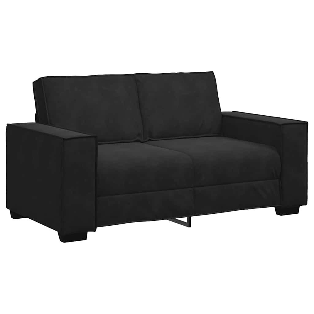 2 Piece Sofa Set with Cushions Black Velvet