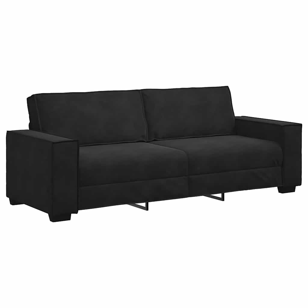 2 Piece Sofa Set with Cushions Black Velvet