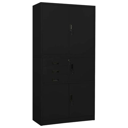 Office Cabinet Black 35.4"x15.7"x70.9" Steel