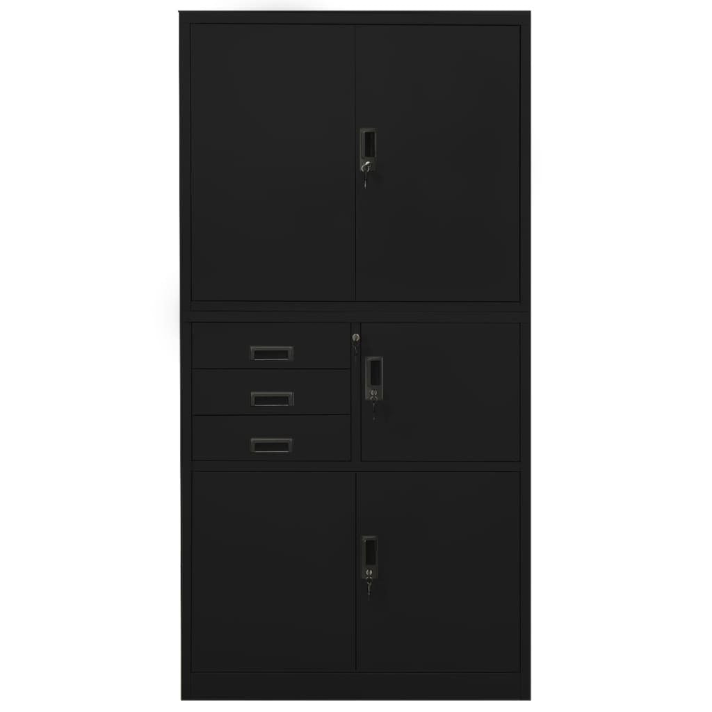 Office Cabinet Black 35.4"x15.7"x70.9" Steel