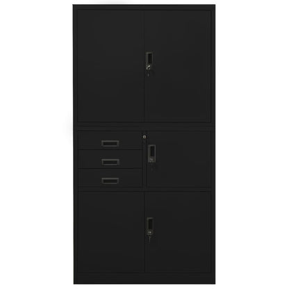 Office Cabinet Black 35.4"x15.7"x70.9" Steel