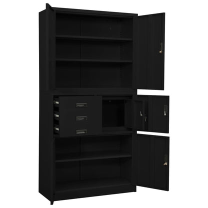 Office Cabinet Black 35.4"x15.7"x70.9" Steel
