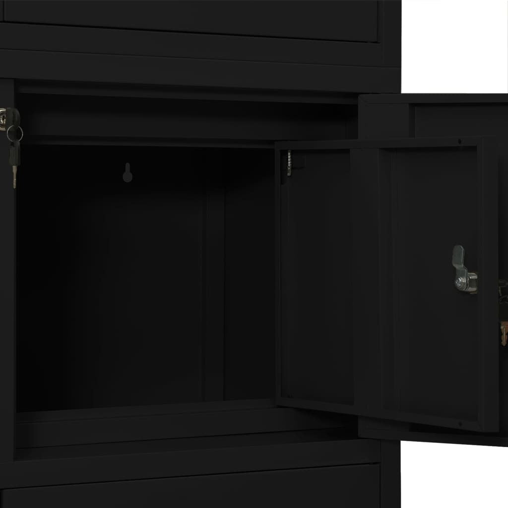 Office Cabinet Black 35.4"x15.7"x70.9" Steel