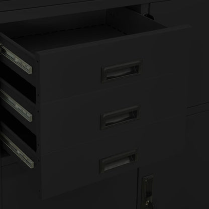 Office Cabinet Black 35.4"x15.7"x70.9" Steel