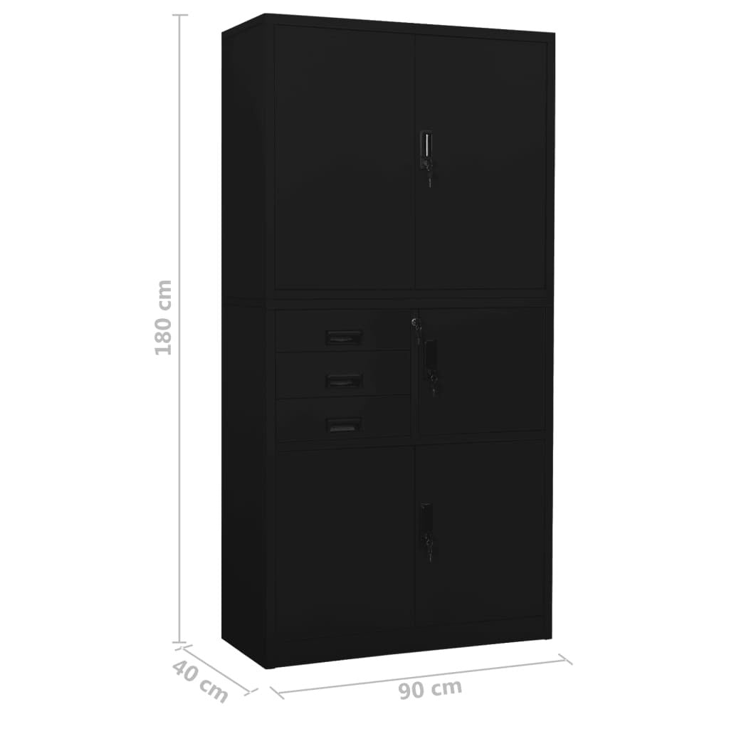 Office Cabinet Black 35.4"x15.7"x70.9" Steel