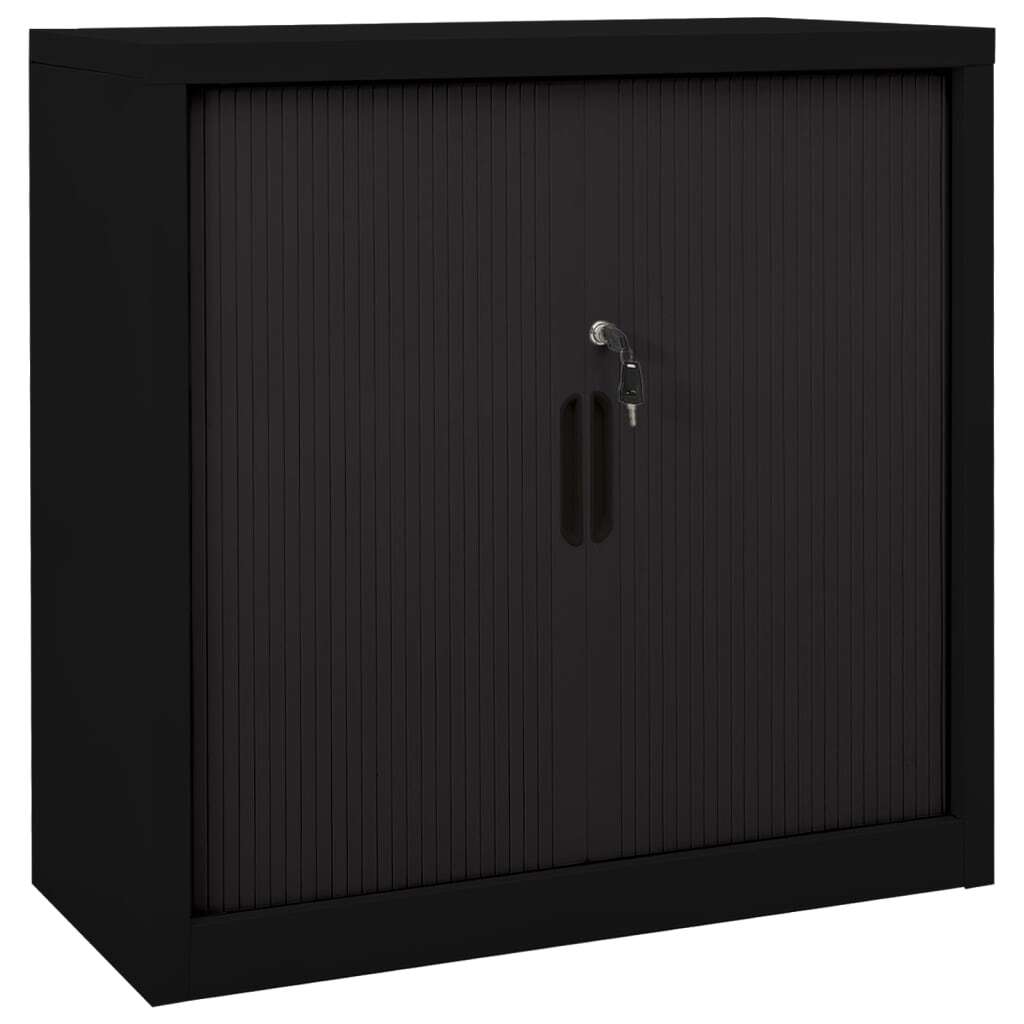 Sliding Door Cabinet Black 35.4"x15.7"x35.4" Steel