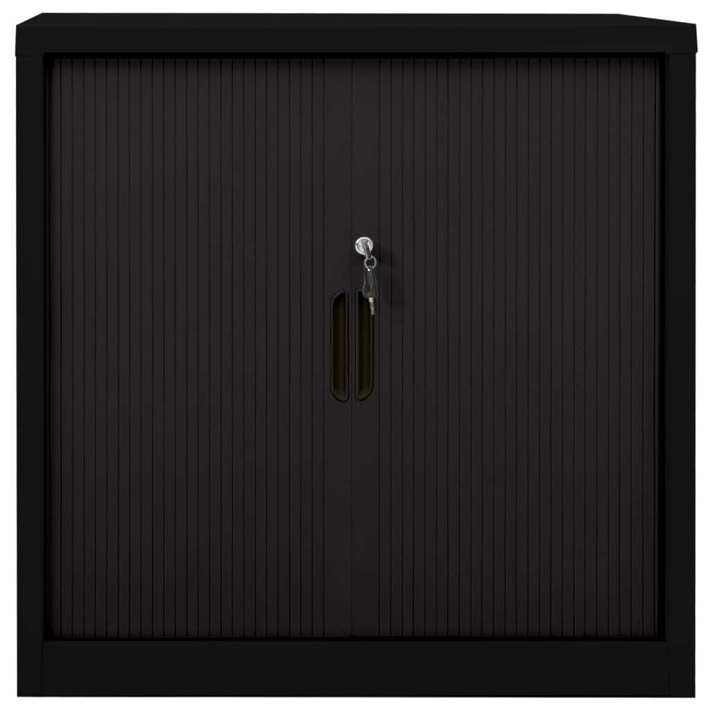 Sliding Door Cabinet Black 35.4"x15.7"x35.4" Steel
