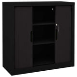 Sliding Door Cabinet Black 35.4"x15.7"x35.4" Steel