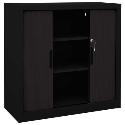 Sliding Door Cabinet Black 35.4"x15.7"x35.4" Steel