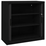 Sliding Door Cabinet Black 35.4"x15.7"x35.4" Steel