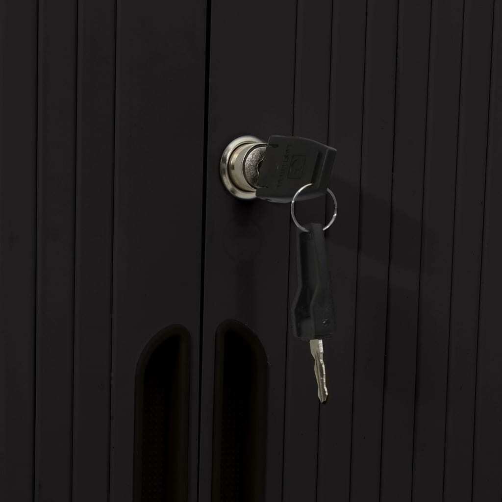 Sliding Door Cabinet Black 35.4"x15.7"x35.4" Steel
