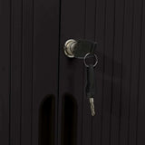 Sliding Door Cabinet Black 35.4"x15.7"x35.4" Steel