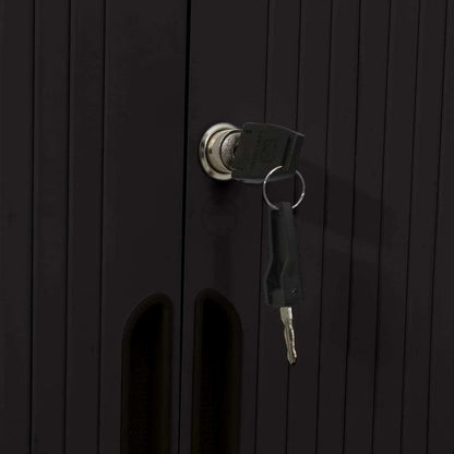 Sliding Door Cabinet Black 35.4"x15.7"x35.4" Steel
