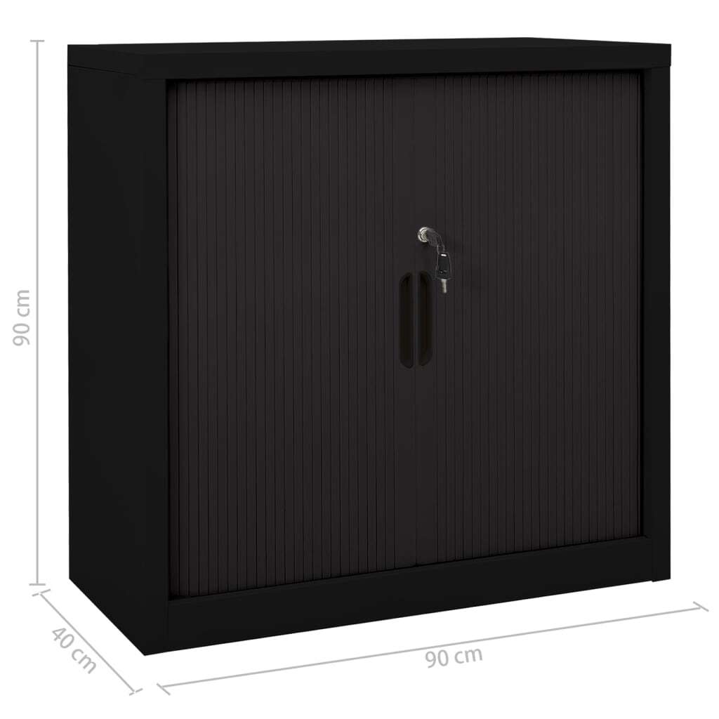 Sliding Door Cabinet Black 35.4"x15.7"x35.4" Steel