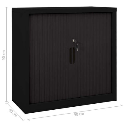 Sliding Door Cabinet Black 35.4"x15.7"x35.4" Steel