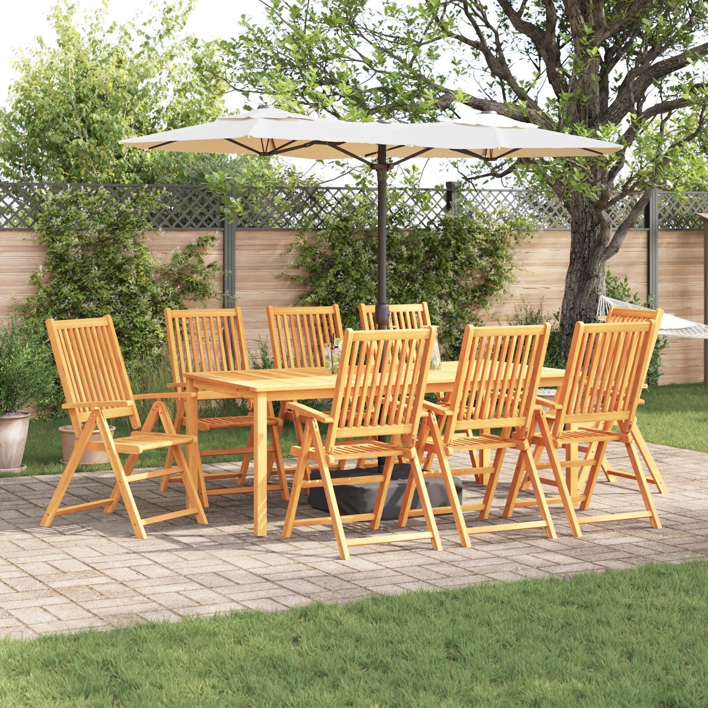 Garden Dining Set 9 pcs Brown Solid Acacia Wood