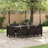 Garden Dining Set 9 pcs Brown Polypropylene