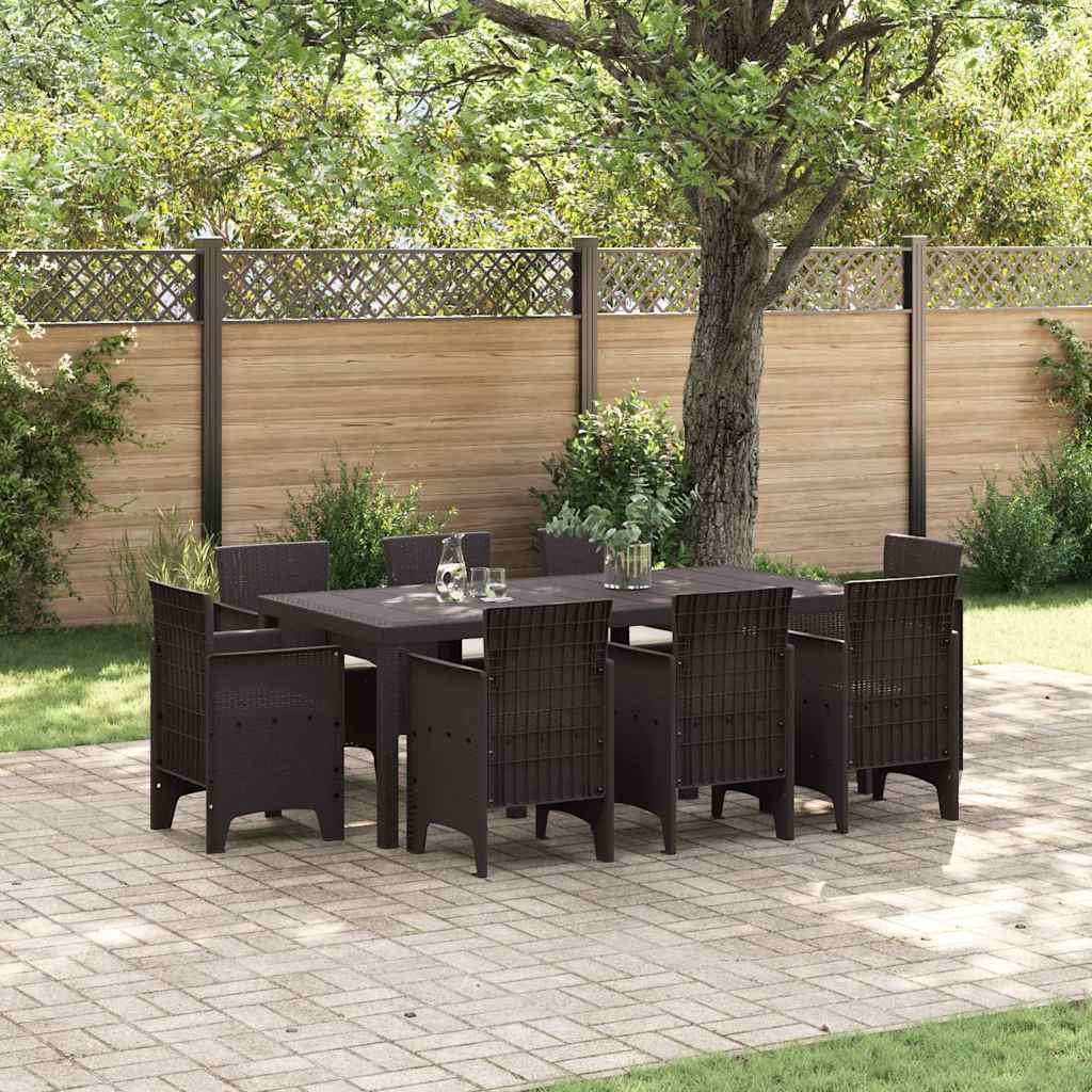 Garden Dining Set 9 pcs Brown Polypropylene