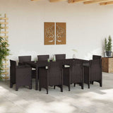 Garden Dining Set 9 pcs Brown Polypropylene