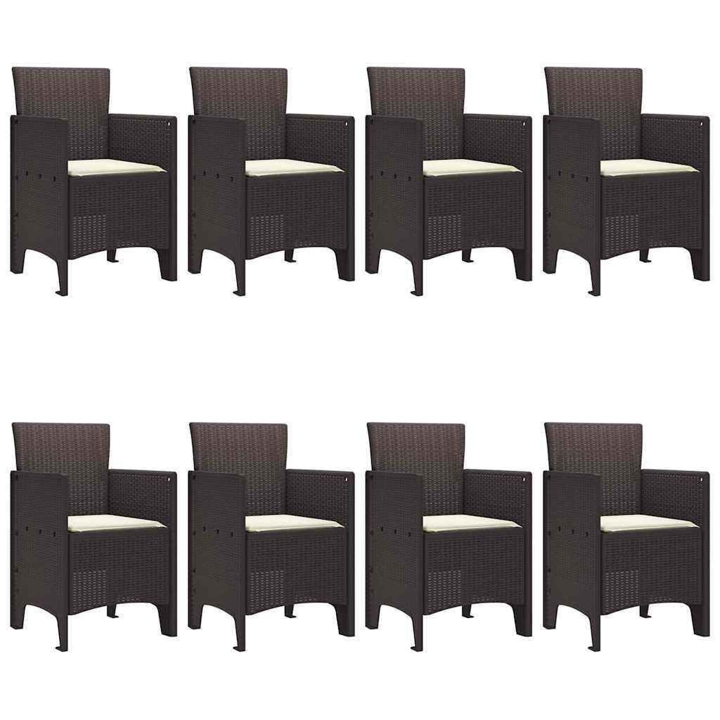 Garden Dining Set 9 pcs Brown Polypropylene