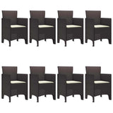 Garden Dining Set 9 pcs Brown Polypropylene