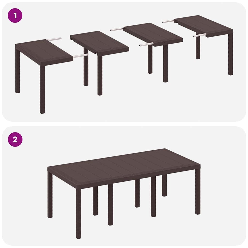 Garden Dining Set 9 pcs Brown Polypropylene
