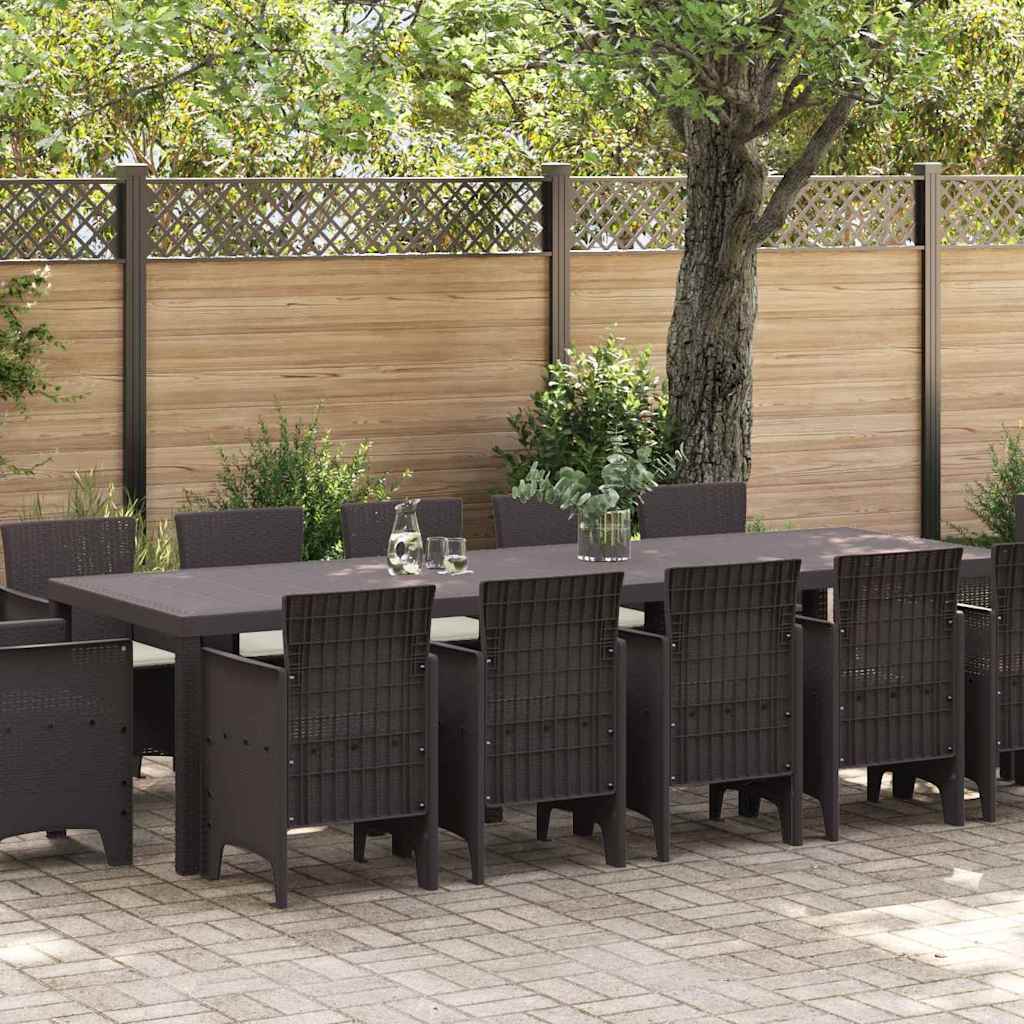 Garden Dining Set 13 pcs Brown Rattan