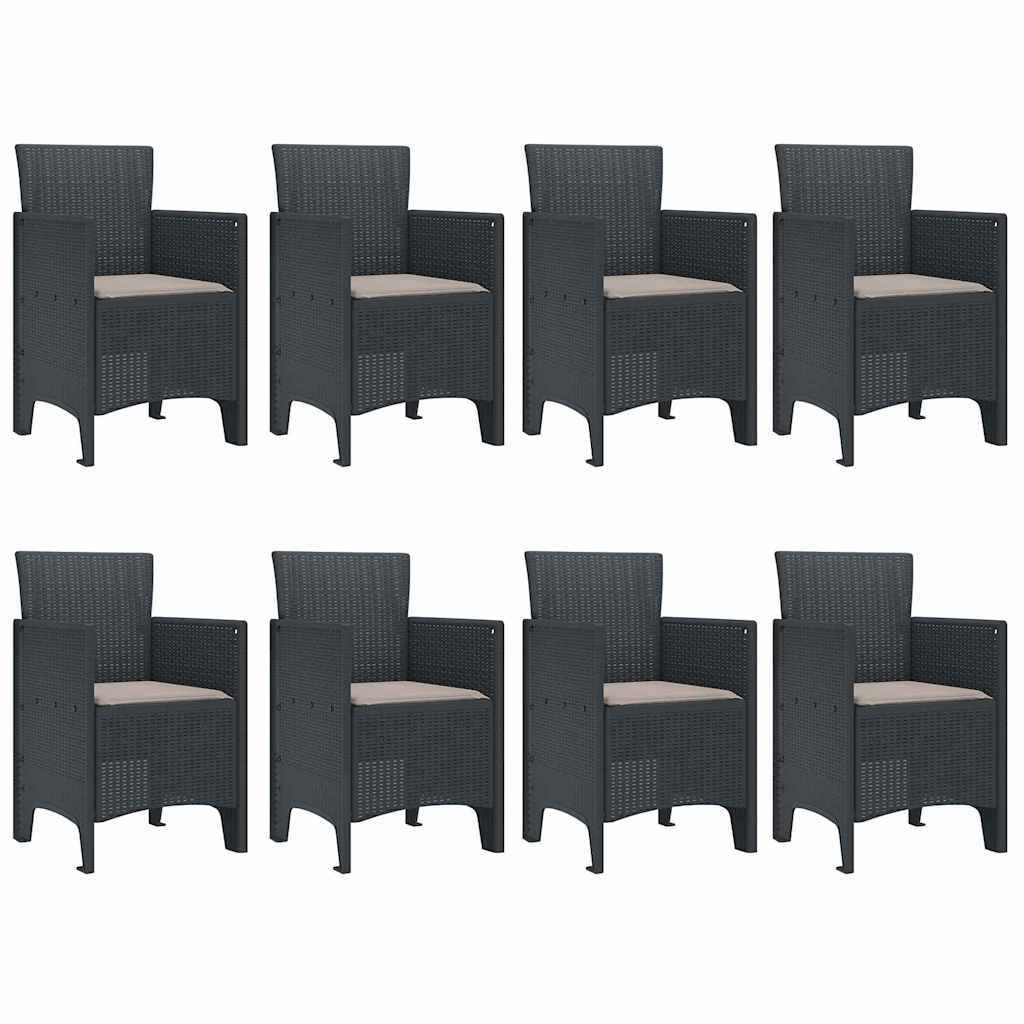 Garden Dining Set 9 pcs Anthracite Polypropylene