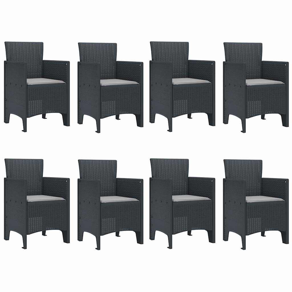 Garden Dining Set 9 pcs Anthracite Polypropylene