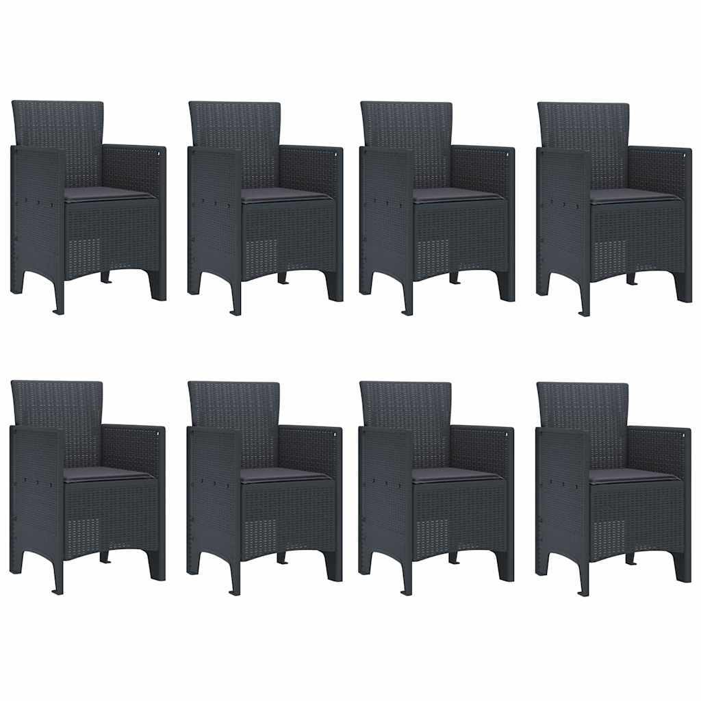 Garden Dining Set 9 pcs Anthracite Polypropylene