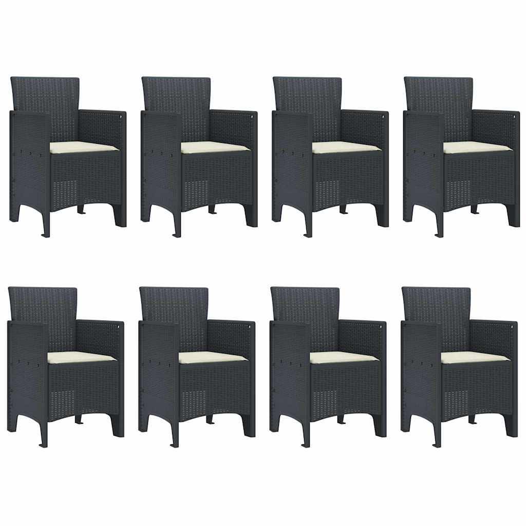 Garden Dining Set 9 pcs Anthracite Polypropylene