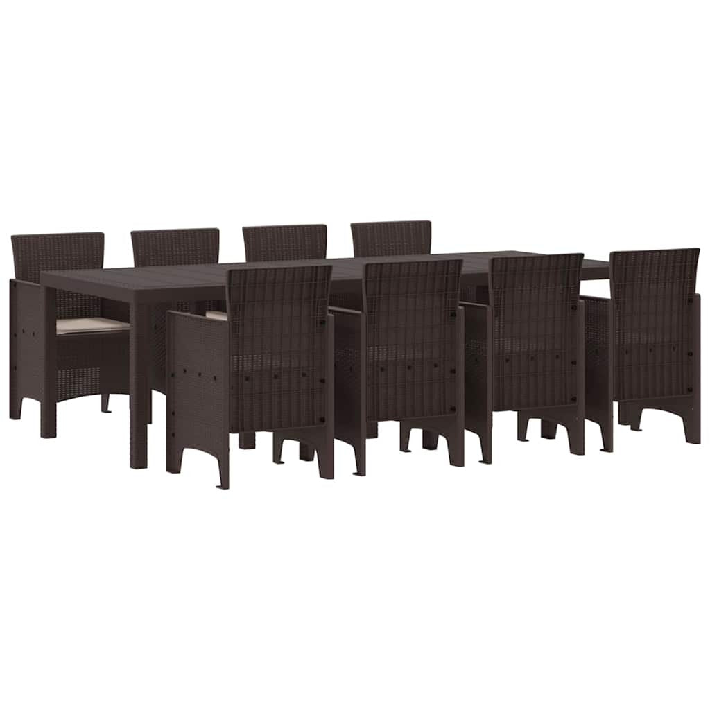 Garden Dining Set 9 pcs Brown Polypropylene