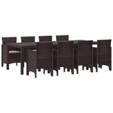 Garden Dining Set 9 pcs Brown Polypropylene