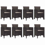 Garden Dining Set 9 pcs Brown Polypropylene