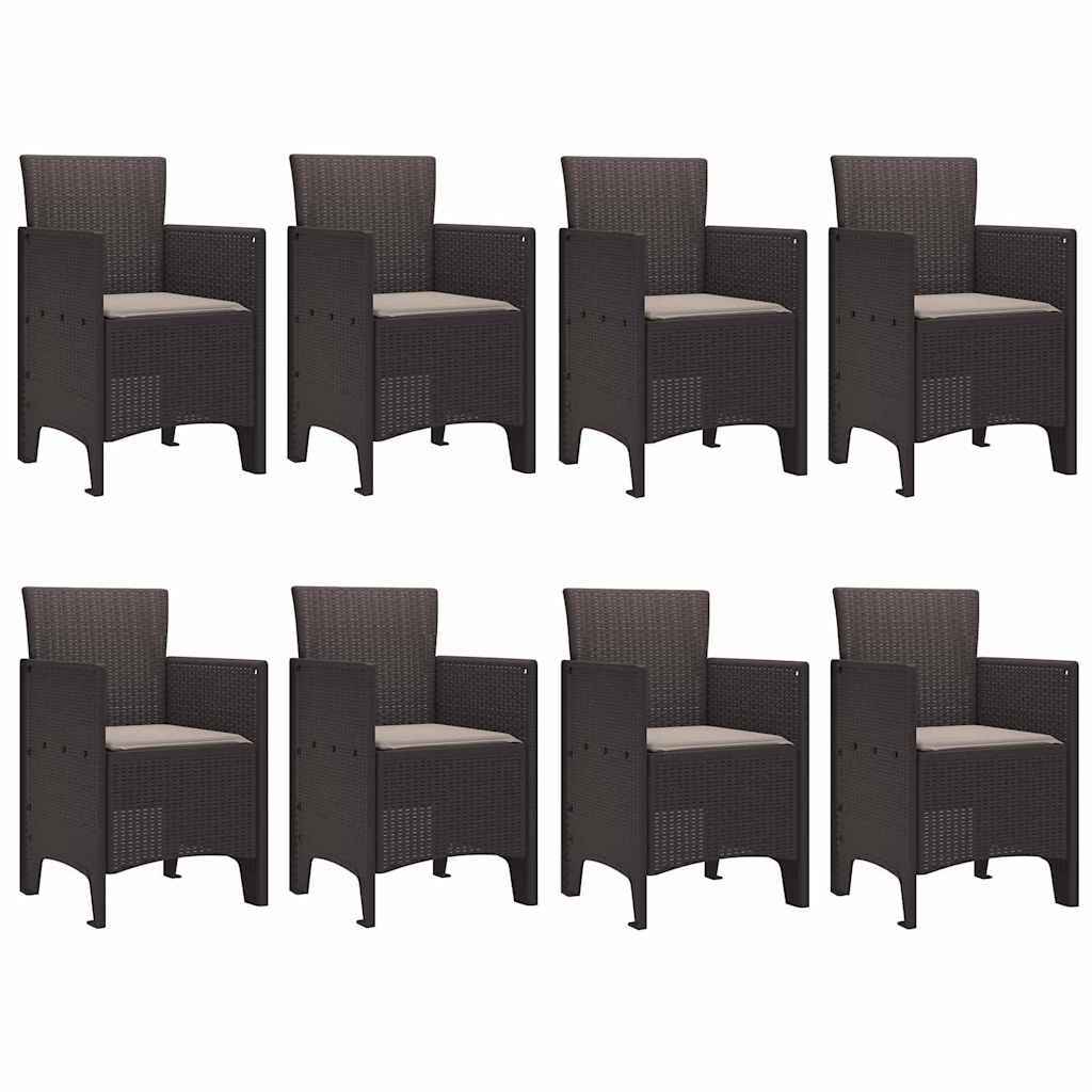 Garden Dining Set 9 pcs Brown Polypropylene