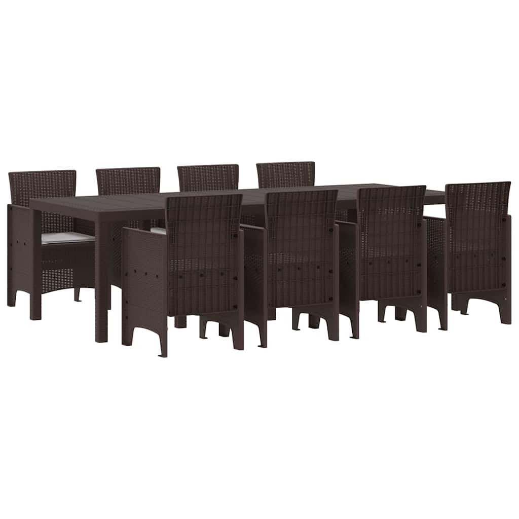 Garden Dining Set 9 pcs Brown Polypropylene