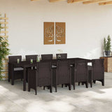 Garden Dining Set 9 pcs Brown Polypropylene