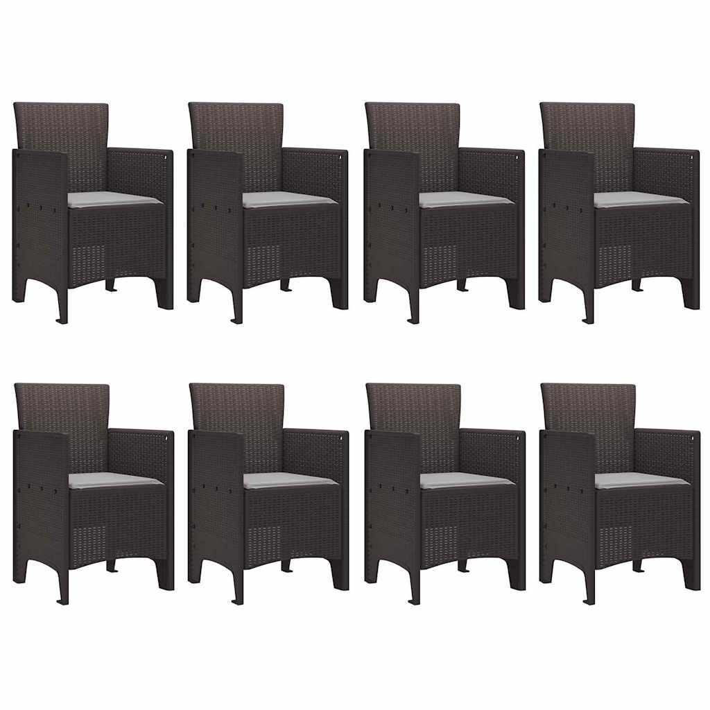 Garden Dining Set 9 pcs Brown Polypropylene