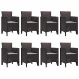 Garden Dining Set 9 pcs Brown Polypropylene