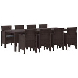 Garden Dining Set 9 pcs Brown Polypropylene