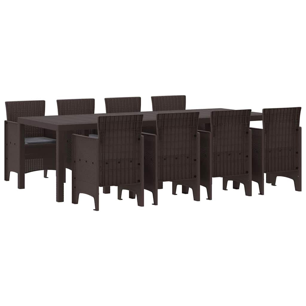 Garden Dining Set 9 pcs Brown Polypropylene