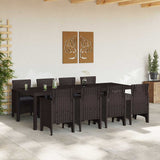 Garden Dining Set 9 pcs Brown Polypropylene