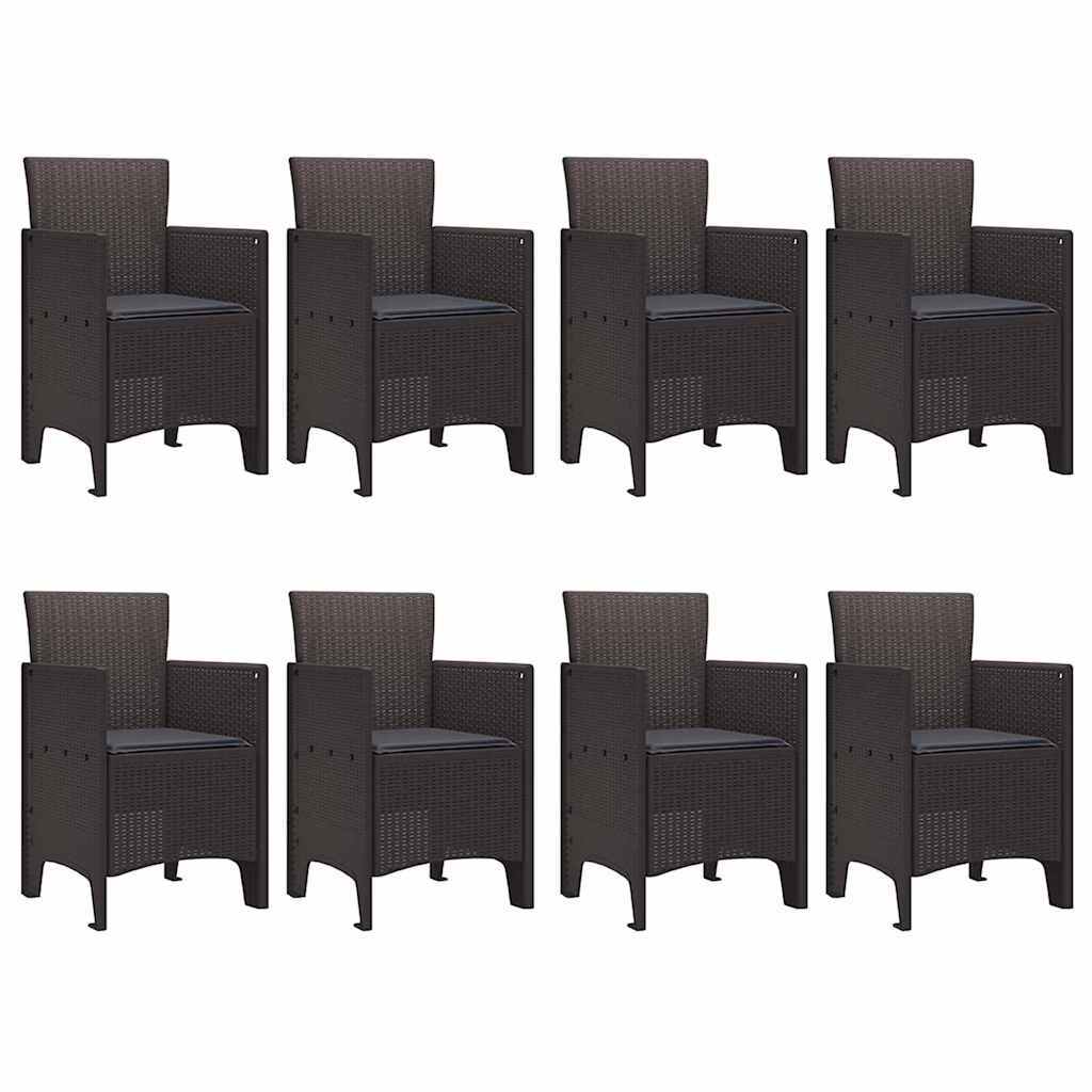 Garden Dining Set 9 pcs Brown Polypropylene
