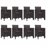 Garden Dining Set 9 pcs Brown Polypropylene